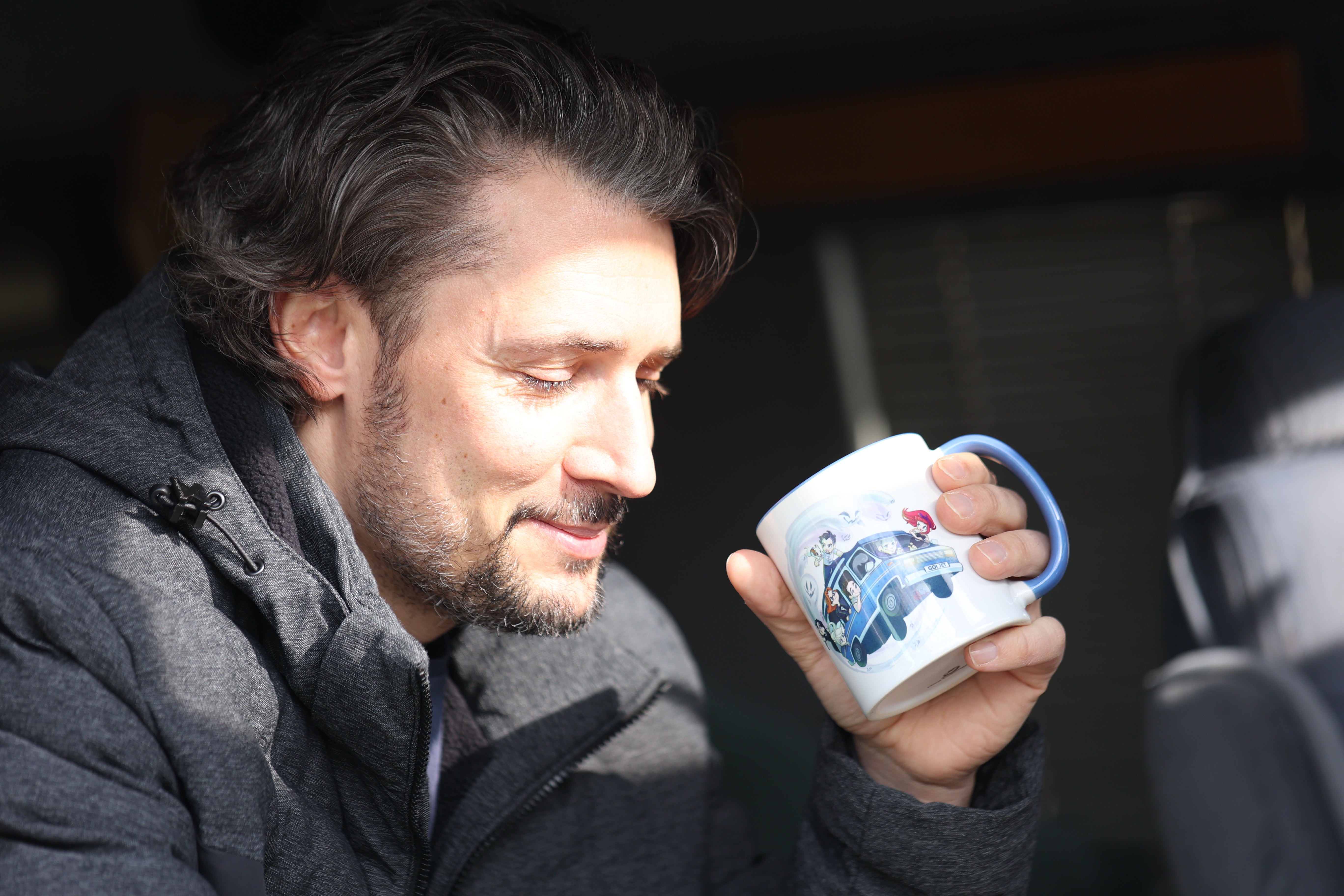 Keramiktasse – Motiv "Geisterakten-Team im Jet 01"