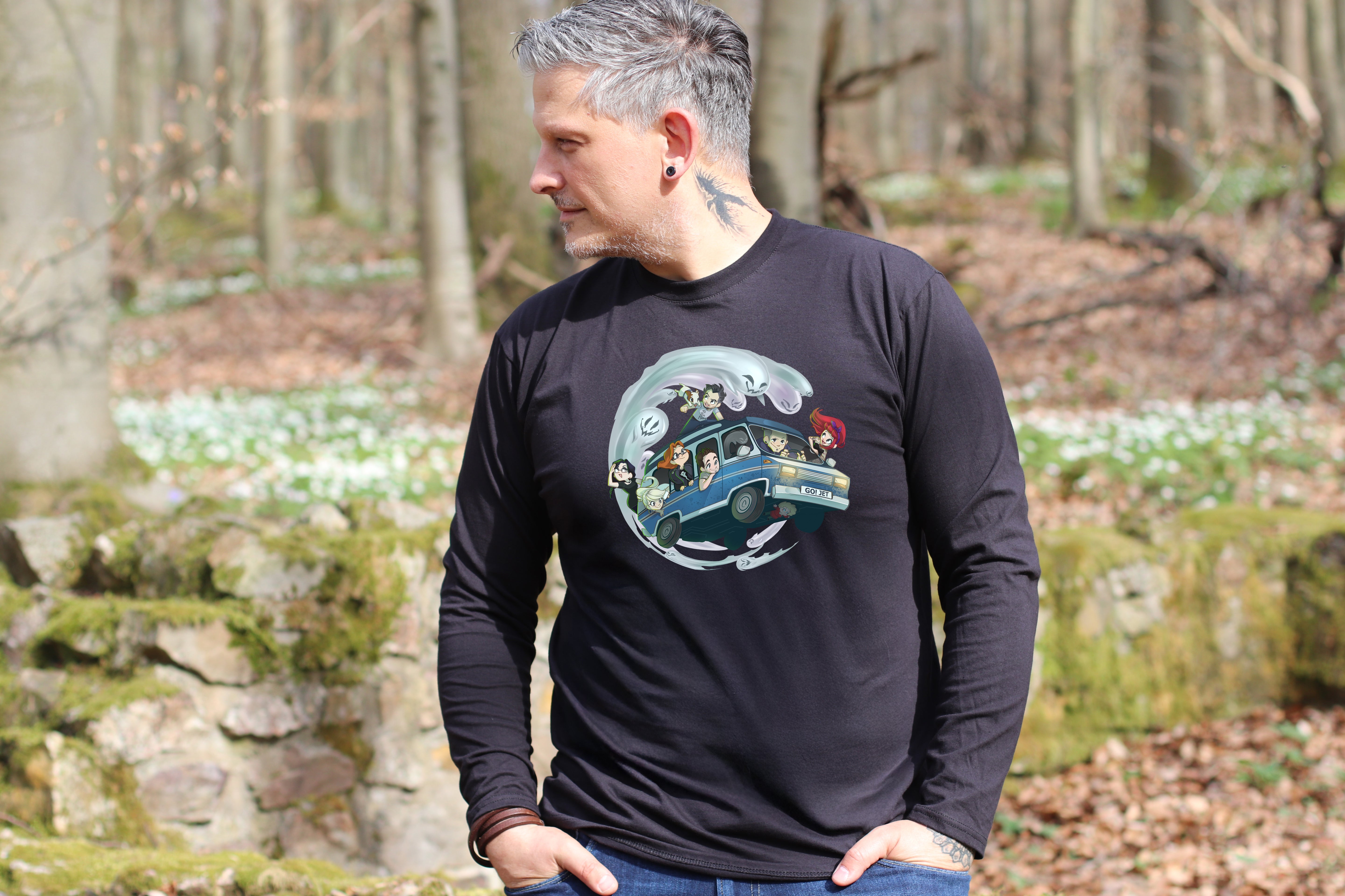 Longsleeve Shirts (Unisex)  – Motiv "Geisterakten-Team im Jet 01"