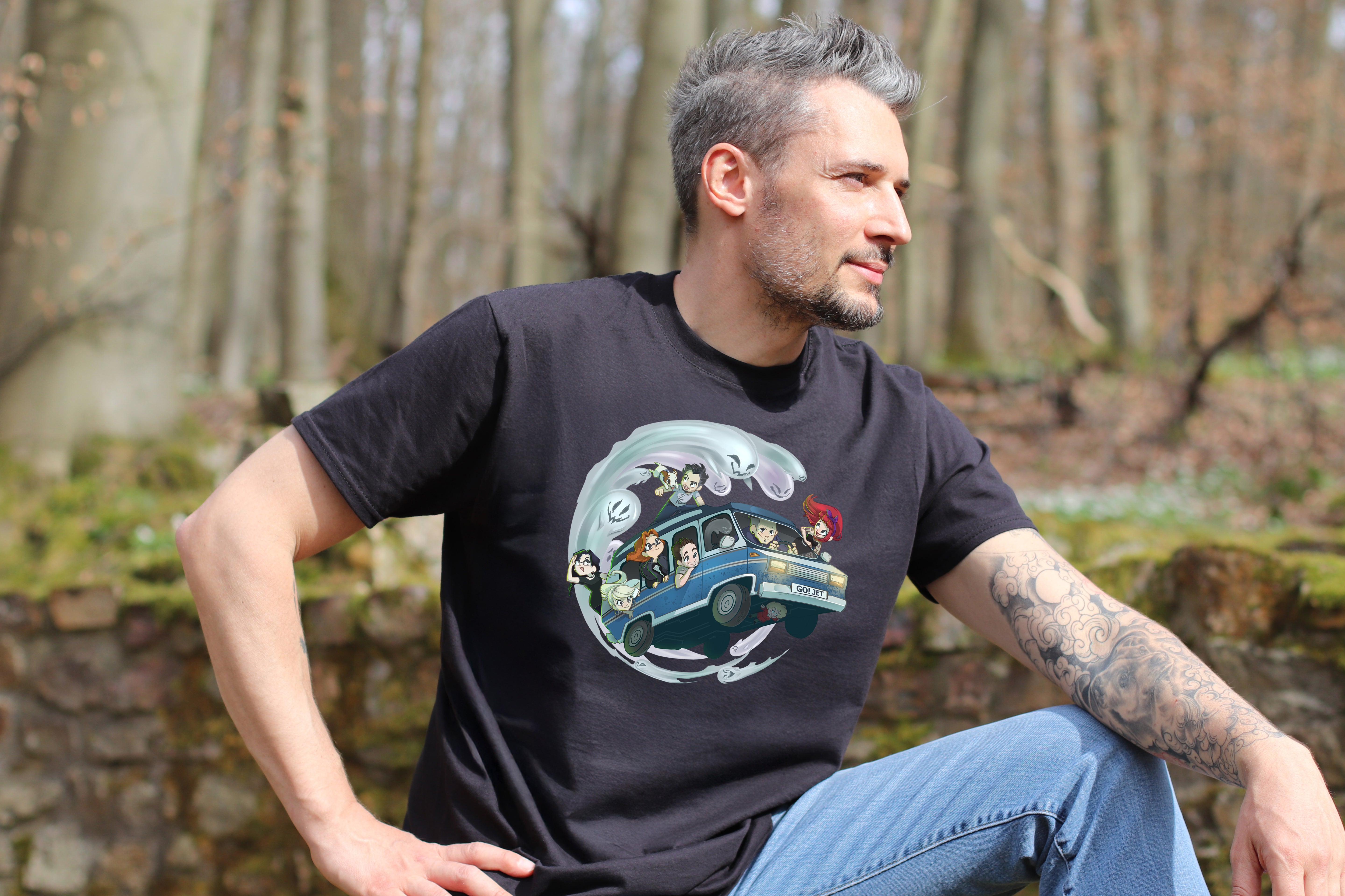 T-Shirt Herren – Motiv "Geisterakten-Team im Jet 01"