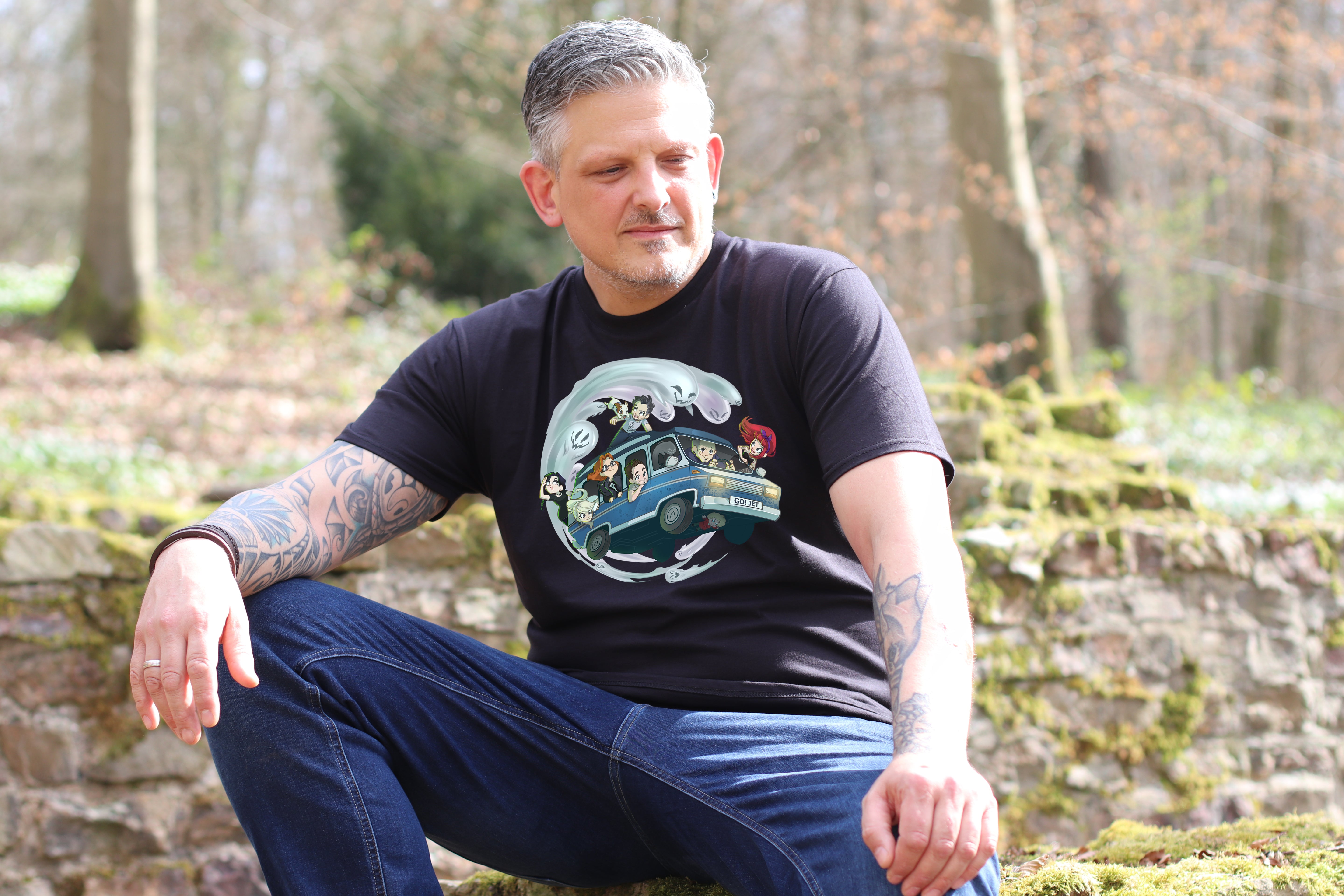 T-Shirt Herren – Motiv "Geisterakten-Team im Jet 01"